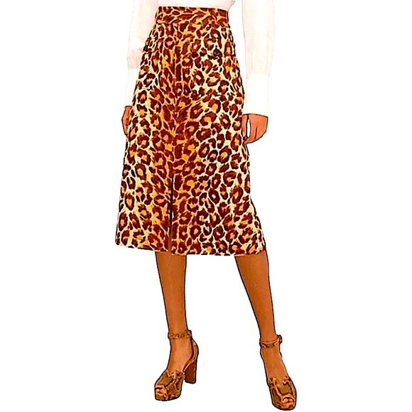 KATE SPADE Leopard Cotton/Linen A-Line Skirt-Size 2